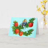 Carte perroquets amoureux (Fleur jaune)