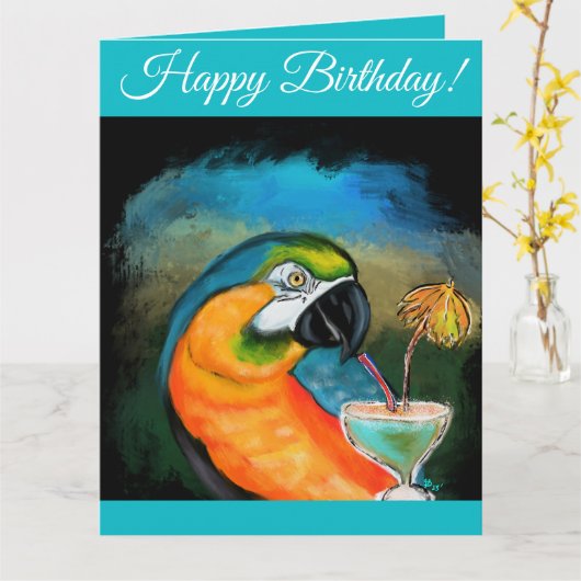 Carte Perroquets de fête (Fleur jaune)