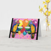 Carte Perroquets de fête (Fleur jaune)