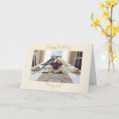 Carte Perroquets Nymphes Mangeant des Baies Anniversaire (Fleur jaune)