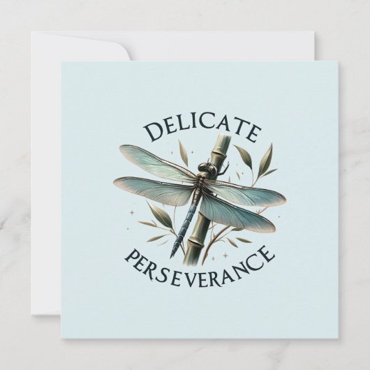 Carte Persévérance délicate - libellule artistique (Devant)