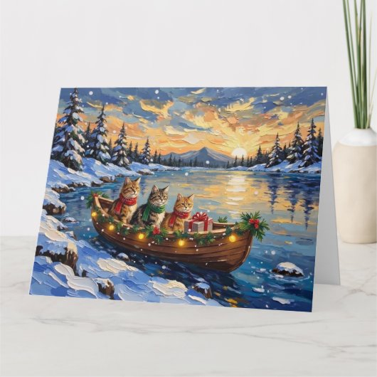 Carte Persian Cat Christmas Boat Holiday (Devant)