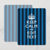 Carte Personalisé KEEP CALM Votre texte sur les bandes b (Devant / Derrière)