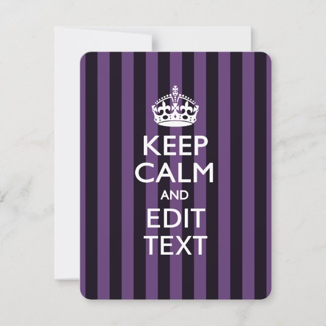 Carte Personalisé KEEP CALM Votre texte sur les rayures  (Devant)