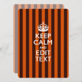Carte Personalisé KEEP CALM Your Text on Orange Stripes (Devant / Derrière)