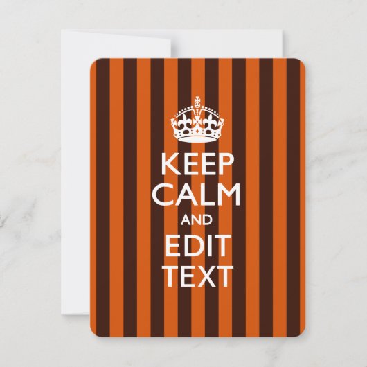 Carte Personalisé KEEP CALM Your Text on Orange Stripes (Devant)