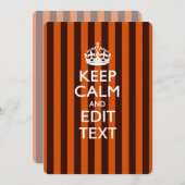 Carte Personalisé KEEP CALM Your Text on Orange Stripes (Devant / Derrière)