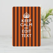 Carte Personalisé KEEP CALM Your Text on Orange Stripes (Debout devant)