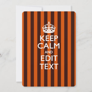 Carte Personalisé KEEP CALM Your Text on Orange Stripes
