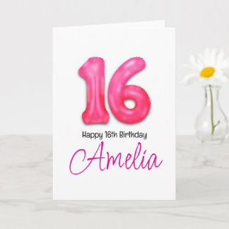 Carte Personalised 16th Birthday Number Balloon Card