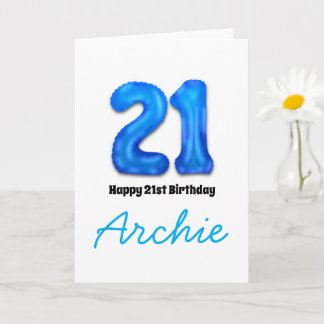 Carte Personalised 21st Birthday Number Balloon Card
