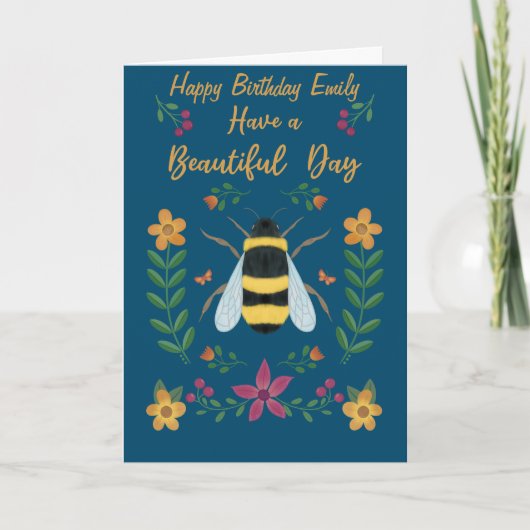 Carte Personalised Cute Bee Happy Birthday Card for her  (Devant)