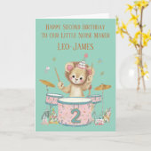 Carte Personalised Lion Playing Drums 2nd Birthday Card (Fleur jaune)
