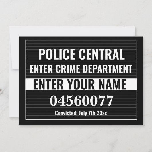 Carte Personalize Custom Mugshot Sign Board Template (Devant)