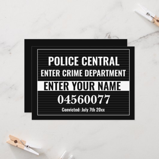 Carte Personalize Custom Mugshot Sign Board Template (Devant/Arrière en situation)