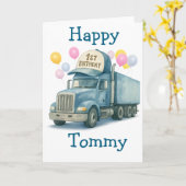 Carte Personalized 1st Birthday Semi Truck Card (Fleur jaune)