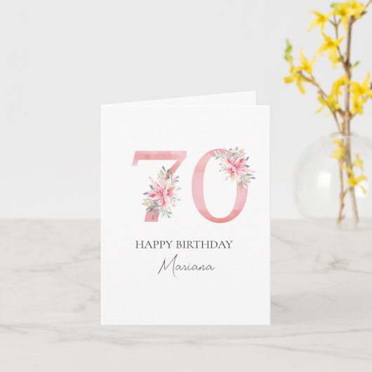 Carte Personalized 70 years old card (Fleur jaune)