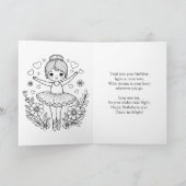 Carte Personalized Ballerina Birthday + Coloring Page (Intérieur)
