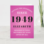 Carte Personalized Birthday 1949 Add Your Name Pink Cute<br><div class="desc">Easily customize the text to the front and the interior of this birthday card using the template provided. Part of the setting standards range of greeting cards.</div>