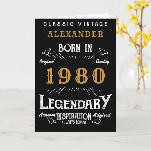 Carte Personalized Birthday 1980 (Fleur jaune)