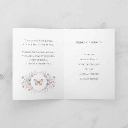 Carte Personalized Butterfly Funeral Program Template (Intérieur)