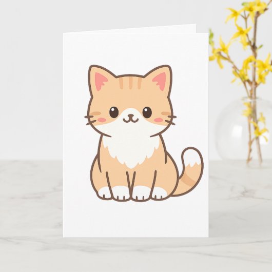 Carte Personalized Cute Cat Gift – Custom Pet Name Minim (Fleur jaune)