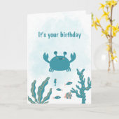 Carte Personalized Cute Crab Birthday Card (Fleur jaune)