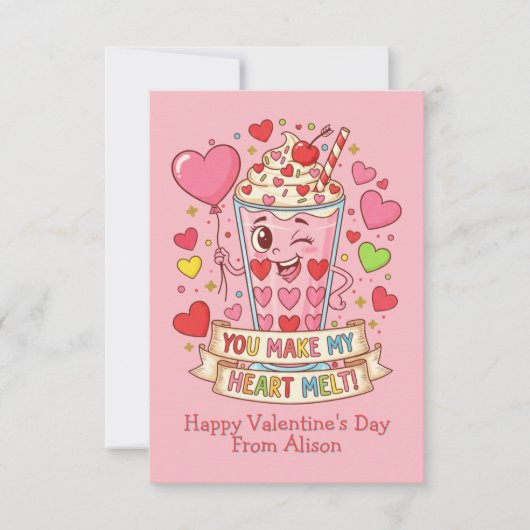 Carte Personalized Cute Milkshake Classroom Valentine (Devant)