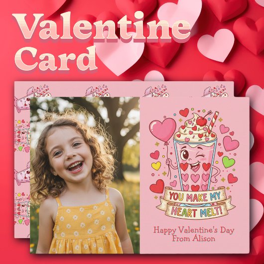 Carte Personalized Cute Milkshake Classroom Valentine