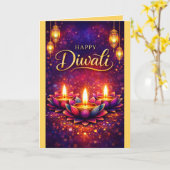 Carte Personalized Diwali Celebration Festival Card (Fleur jaune)