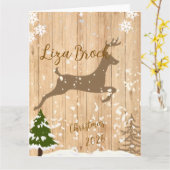 Carte Personalized doe Christmas bauble wooden backgroun (Fleur jaune)