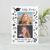 Carte Personalized Doodle Graduation Photo Announcement (Debout devant)