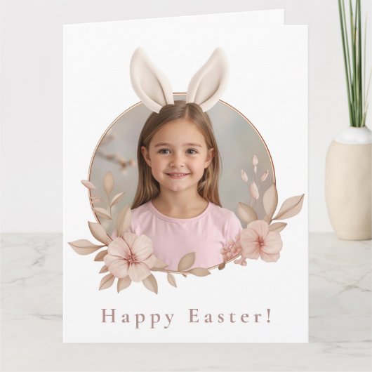 Carte Personalized Easter Bunny Photo Greeting Card (Devant)