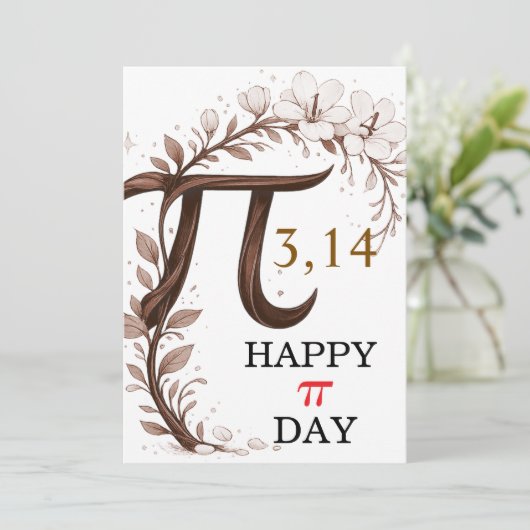Carte Personalized Floral Pi Day Card, Elegant Math gift (Debout devant)