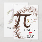 Carte Personalized Floral Pi Day Card, Elegant Math gift (Devant / Derrière)