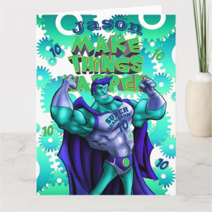 Carte Personalized GRANDSON Card Name AGE SUPERHERO
