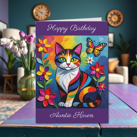 Carte Personalized Happy Birthday for Her | Cute Cat