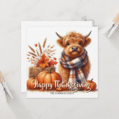 Carte Personalized highland cows thanksgiving card  (Devant/Arrière en situation)