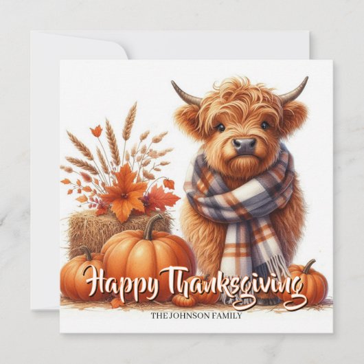 Carte Personalized highland cows thanksgiving card  (Devant)