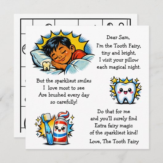 Carte Personalized Letter from the Tooth Fairy (Devant / Derrière)