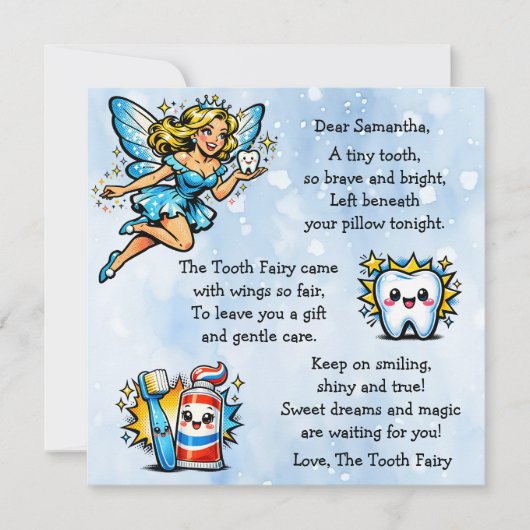 Carte Personalized Letter from the Tooth Fairy (Devant)