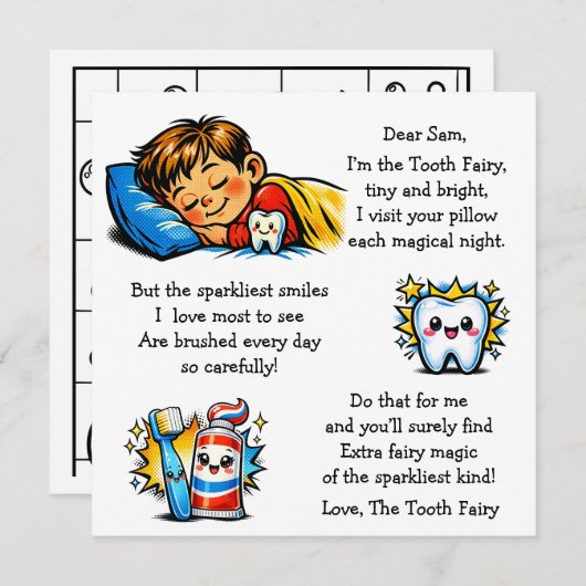 Carte Personalized Letter from the Tooth Fairy (Devant / Derrière)