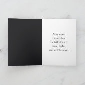 Carte Personalized Modern Black Floral December Birthday (Intérieur)