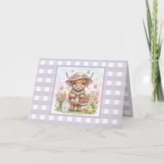 Carte Personalized Mother's Day Highland Cow Gingham