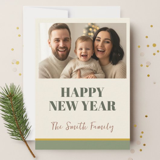 Carte Personalized New Year Card 2026, Festive Holiday 