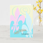 Carte Personalized Pastel Fleur de Lis Art Birthday (Fleur jaune)