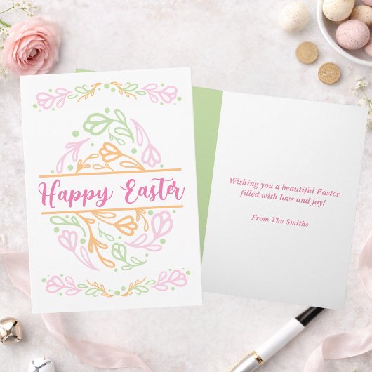 Carte Personalized Pastel Floral Easter Egg Happy Easter
