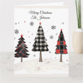 Carte Personalized Plaid Christmas Tree Family Name  (Devant)