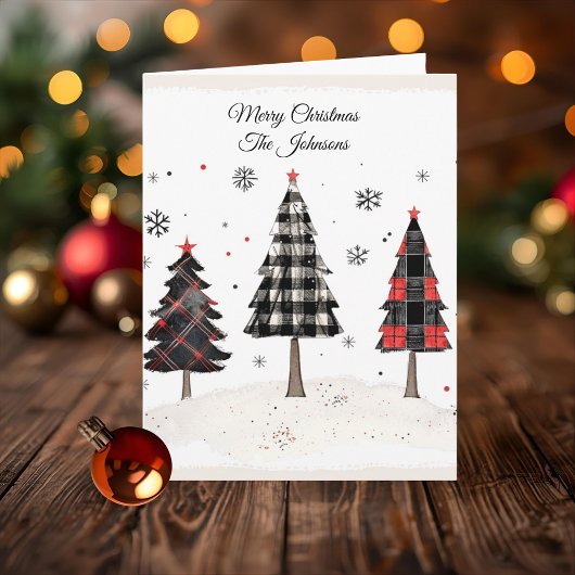 Carte Personalized Plaid Christmas Tree Family Name 