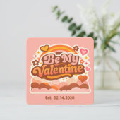 Carte Personalized Retro Groovy Love Editable Date & Mes (Debout devant)